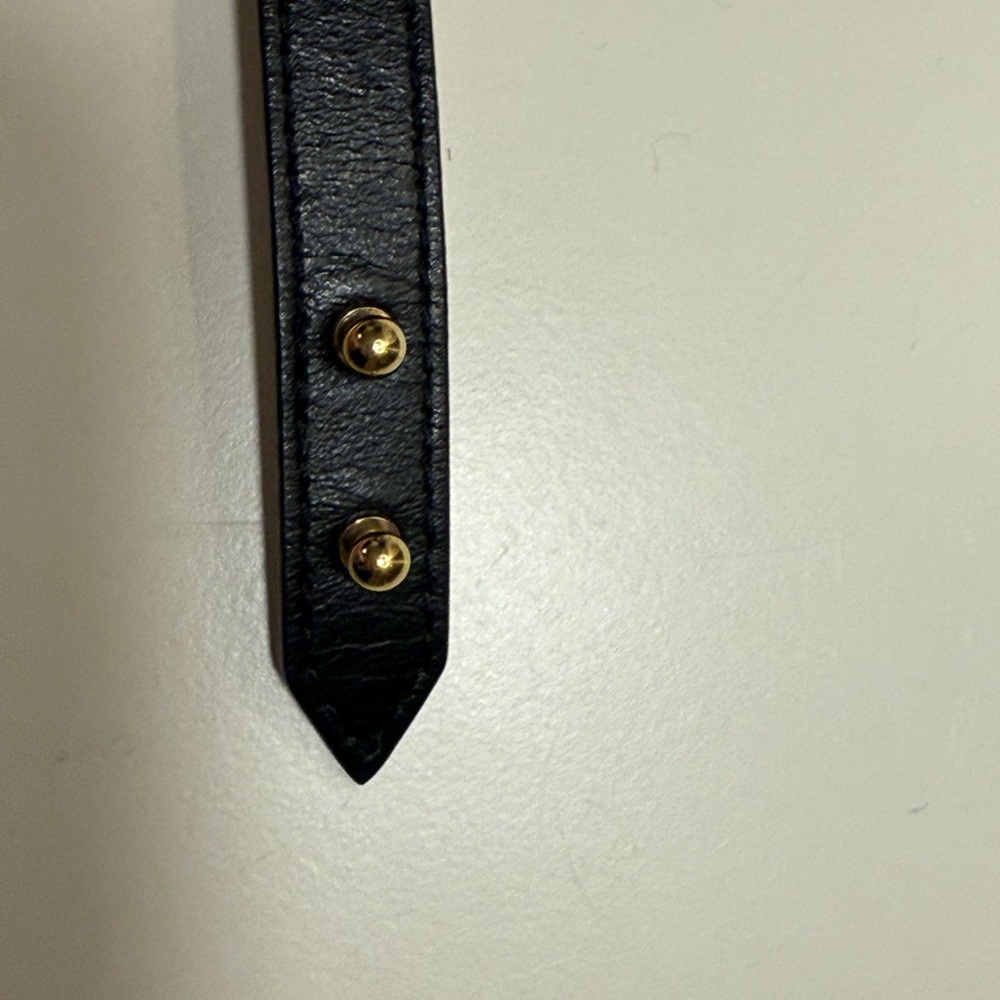 Louis Vuitton Black Leather Bracelet with Gold Emblem - Picture 5 of 15